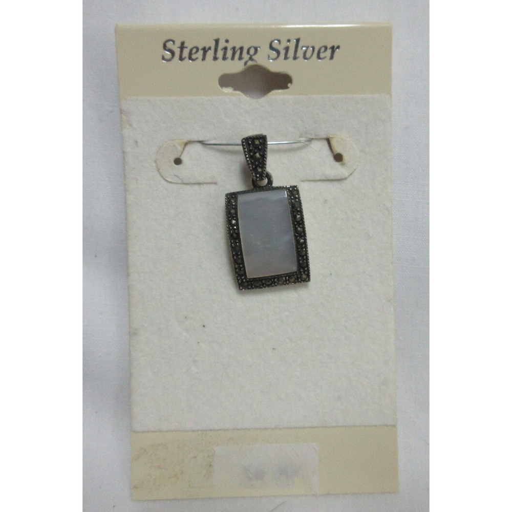 Marcasite Pendant Sterling Silver with Mother of Pearl Vintage